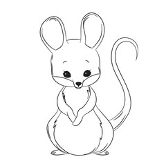 Cute little mouse line vector illustration