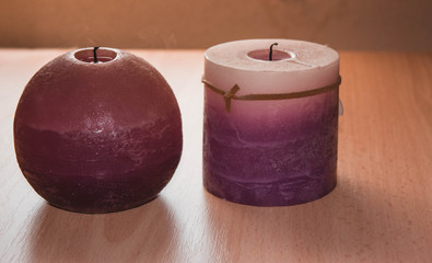 2 scented candles blanked out front view