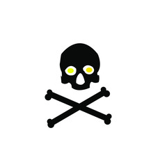 Skull and Cross Bones Icon - Vector, Poison or Toxic in Simple Sign & Trendy Symbol for Design and Websites, Presentation or Mobile Application. Black object on the white  background