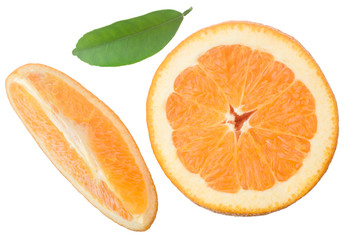 Sliced oranges isolated on the white background, top view