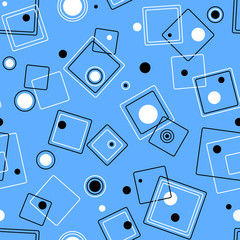 Seamless geometrical pattern with circles, lines, and squares