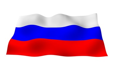 Waving flag of the Russian Federation. The National. State symbol of the Russia. 3D illustration