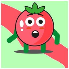 Cute tomato fruits cartoon face mascot character with hand and leg vector design