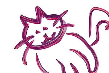 Hand drawn sweet cat on a White Background