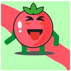 Cute tomato fruits cartoon face mascot character with hand and leg vector design