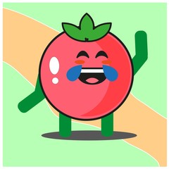 Cute tomato fruits cartoon face mascot character with hand and leg vector design
