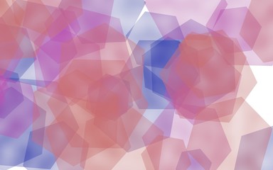 Multicolored translucent hexagons on white background. Red tones. 3D illustration