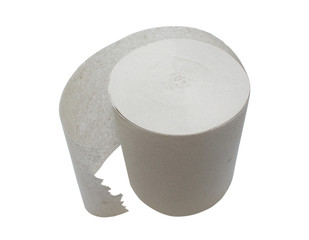 Thin toilet paper roll isolated on white background.