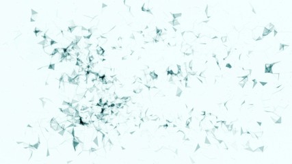 Constellation of blue particles moving chaotically on a light blue background.