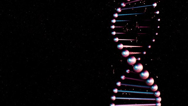 Distorted Dna Double Helix On A Night Sky Background.