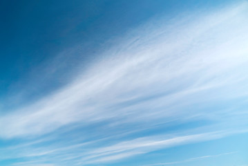 Obraz premium Long feathery clouds in the blue sky .