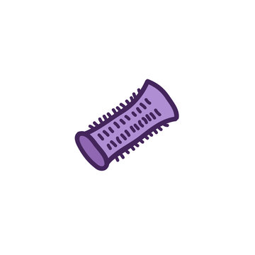 hair curlers doodle icon, vector illustration
