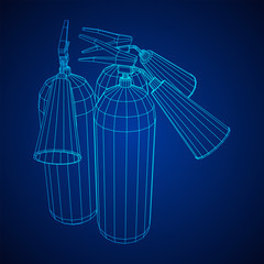 Fire extinguisher. Wireframe low poly mesh vector illustration.