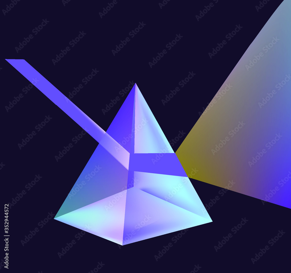 Poster dispersive prism showing light refraction and diffraction effect. science of optics and physics.