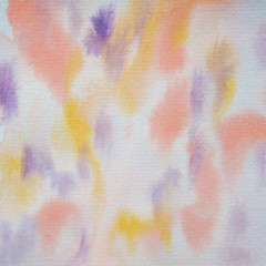 Watercolor abstract runs and texture in purple, yellow, peach and coral shades.  Great for backgrounds and backdrop design elements.