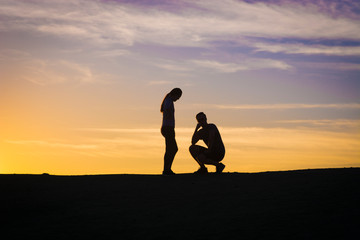 Sunset Couple Silhouettes