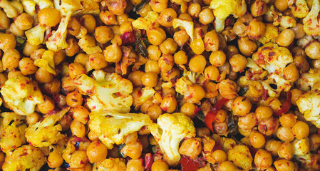 Fried Chickpeas with Cauliflower. Food for the vegetarian.