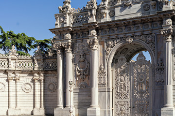 Entrance gate white vintage door of Dolmabahce Palace, Istanbul, Turkey