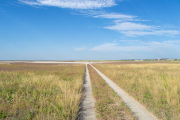 road on the dried estuary