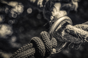 climbing garden rope knot steel ring