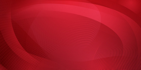 Abstract background made of halftone dots and curved lines in red colors