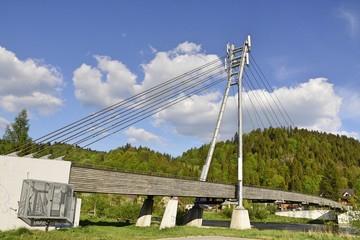 most na granicy Polski i Słowacji na Dunajcu  - obrazy, fototapety, plakaty
