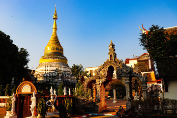 A beautiful view of buddhist temple at Chiang Mai, Thailand.