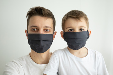 Concept of coronavirus quarantine. Child in mask . Protection against virus, infection. Health. Medical virus poster design