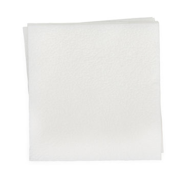 Clean white paper napkins isolated on white background, top view