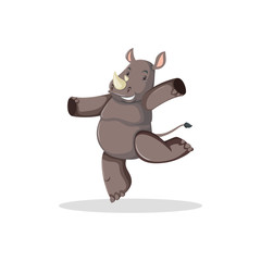 Cartoon dancing hippo isolated on white background
