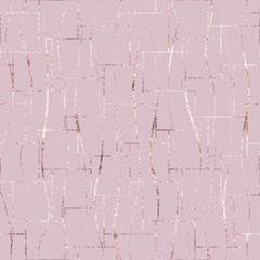 Beauty foil rose gold fan tiles. Luxury glitter marble fishnet. Beautiful seamless pattern trellis. Roses golden. Background sparkle glitterer geometric lines. Elegant design. Stylish twinkle texture