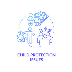 Child protection issues concept icon. Kids physical and emotional abuse prevention idea thin line illustration. Social worker. Vector isolated outline RGB color drawing