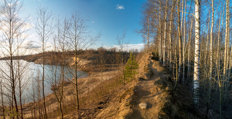 Trail along the lake. Vsevolozhsk. Leningrad region.Panorama .