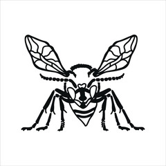 Wasp vector line drawing. Monochrome. Logo, minimalism.