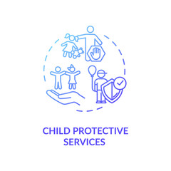 Child protective service concept icon. Kids abuse and neglect prevention. Childcare idea thin line illustration. Social worker. Vector isolated outline RGB color drawing