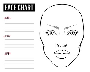 Face chart Blank. Makeup Artist Vector template.
