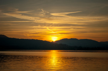 sunset over the river