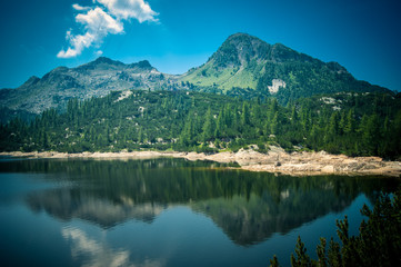 mountain lake reflection