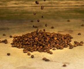 grains of delicious aromatic coffee