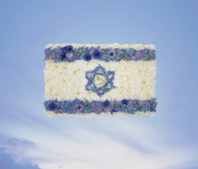 Israeli flag made of flowers