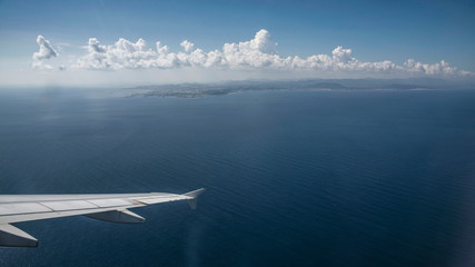 Islands on the aegaean sea Greece aerial airplane view