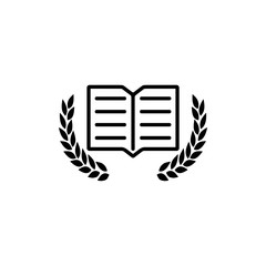 Illustration of an isolated laurel wreath icon with a book isolated on white background