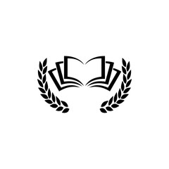 Illustration of an isolated laurel wreath icon with a book isolated on white background