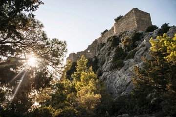 Fototapeta premium Monolithos Castle in Greek village on the island of Rhodes, South Aegean, Greece