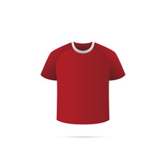 Soccer jersey with shadow. Red team. Vector illustration.