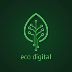 Tree leaf icon in digital style