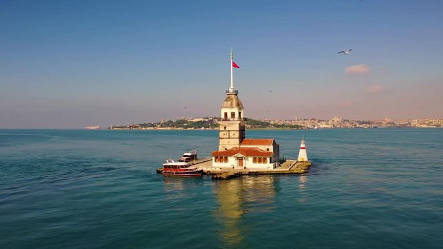 Maiden's Tower also known as Leander's Tower Aerial view From Istanbul.