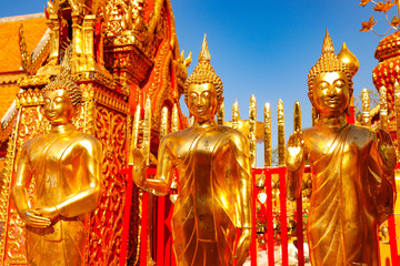 A beautiful view of Wat Doi Suthep buddhist temple at Chiang Mai, Thailand.