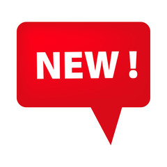 Red speech bubble with New tag on white background. Novelty, fresh, new arrival. Sale banner concept. illustration can be used for stickers, leaflets, posters
