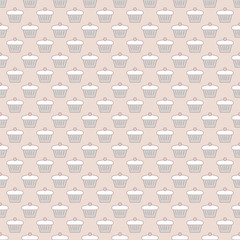 Vector seamless pattern with simple cupcake icons.